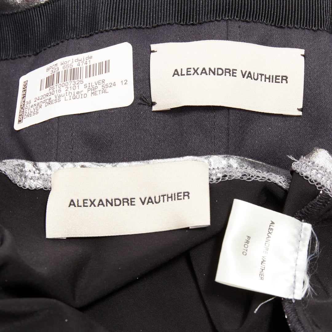 ALEXANDRE VAUTHIER SS2024 Runway metallic silver liquid metal drape dress