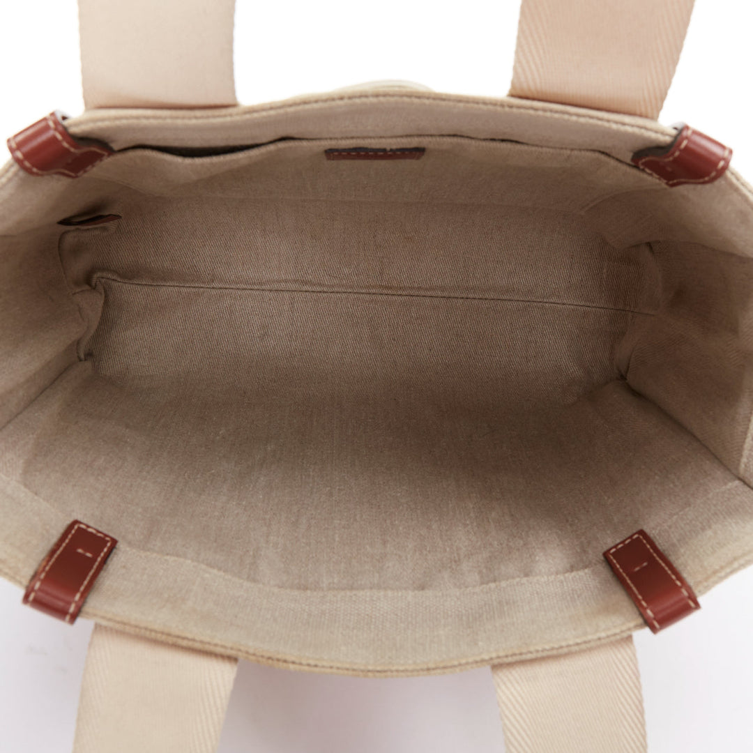 rare CHLOE My Melody Sanrio Woody beige canvas cream red leather patch tote bag