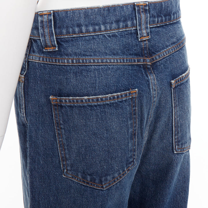 KHAITE Albi dark blue washed high waist tapered relaxed jeans 30"