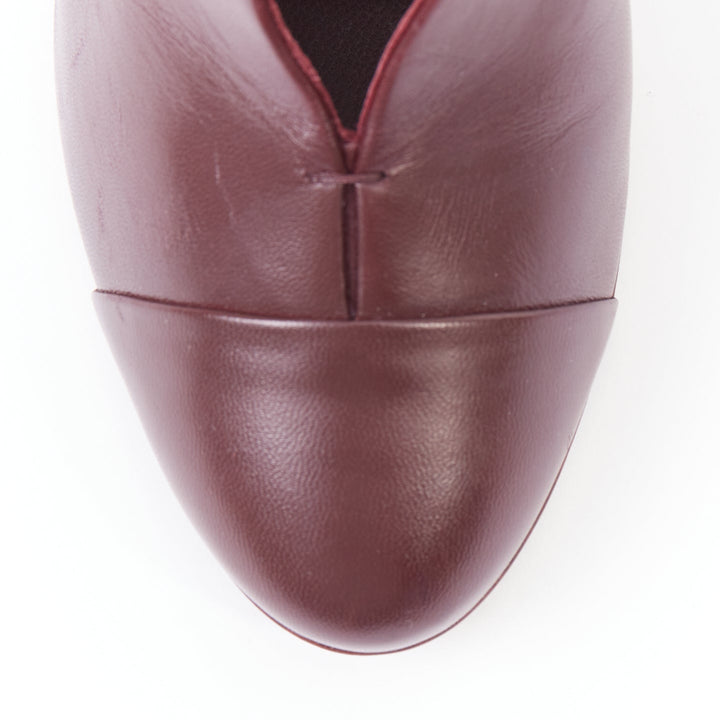 VICTORIA BECKHAM Pin plum burgundy smooth leather silver nail heel pumps EU38