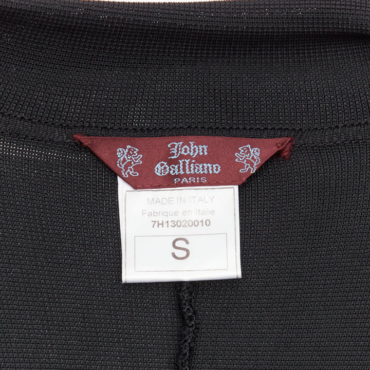 JOHN GALLIANO Vintage black open knit crochet sleeve layered cardigan S