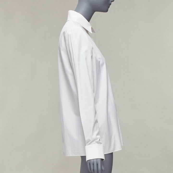 GIVENCHY Riccardo Tisci silver metal button collar white cotton shirt FR40 L