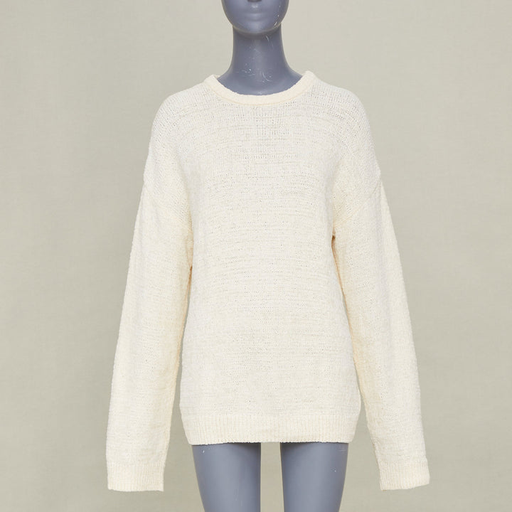 TOTEME 2022 Chenille relaxed drop shoulder cream ivory sweater knitwear XXS
