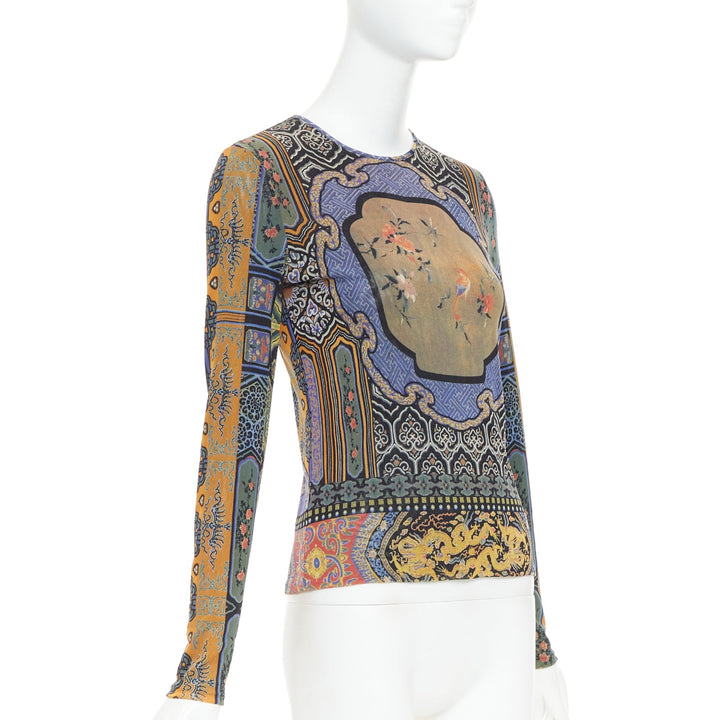 VIVIENNE TAM purple Dynasty chinoiserie dragon birds print long sleeve top