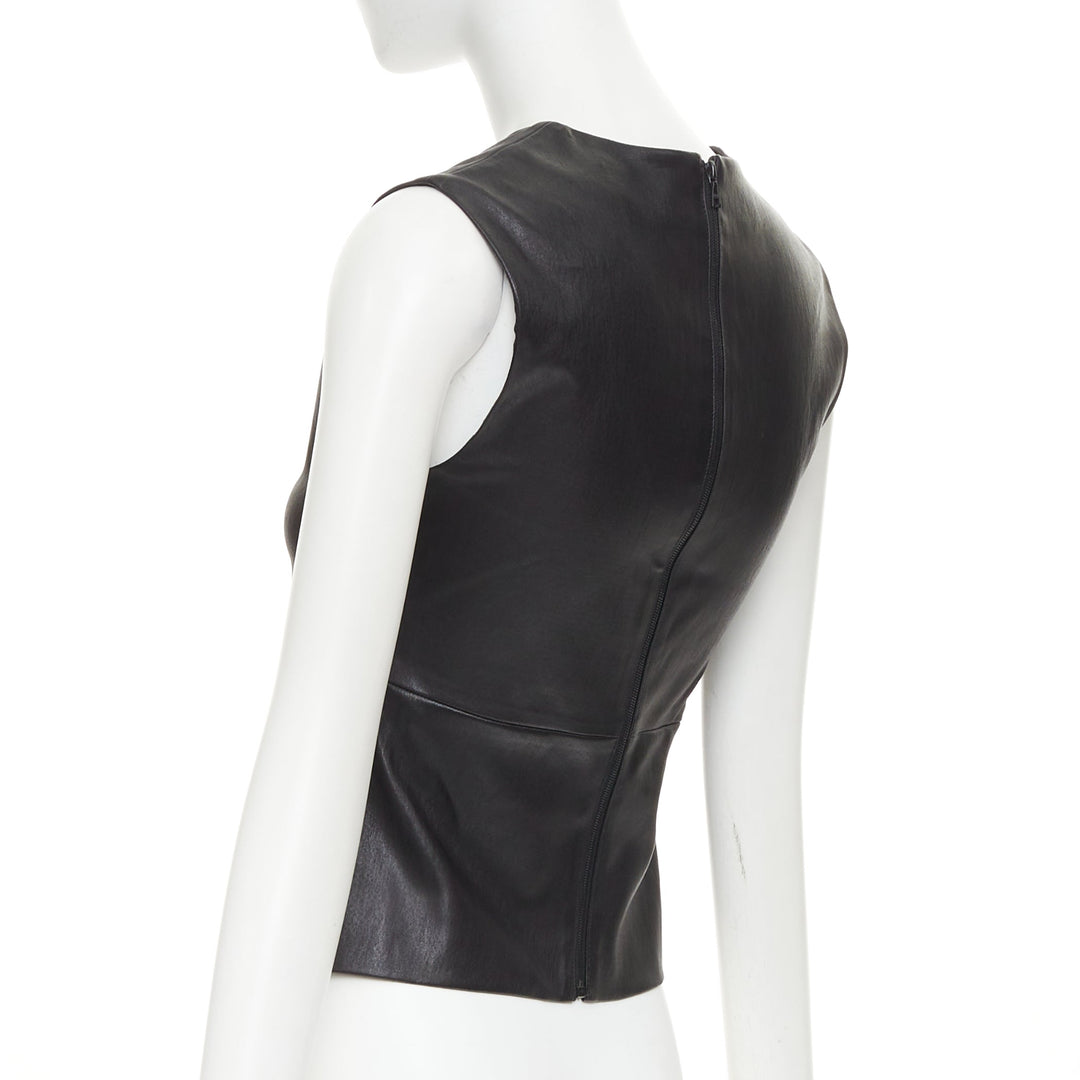 THE ROW soft lambskin stretch minimal seam sleeveless shell top US4 S