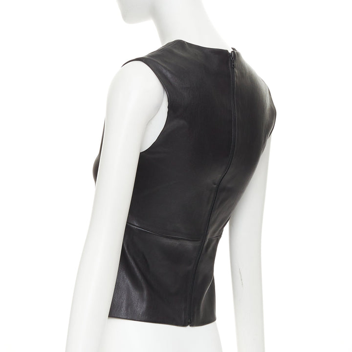 THE ROW soft lambskin stretch minimal seam sleeveless shell top US4 S