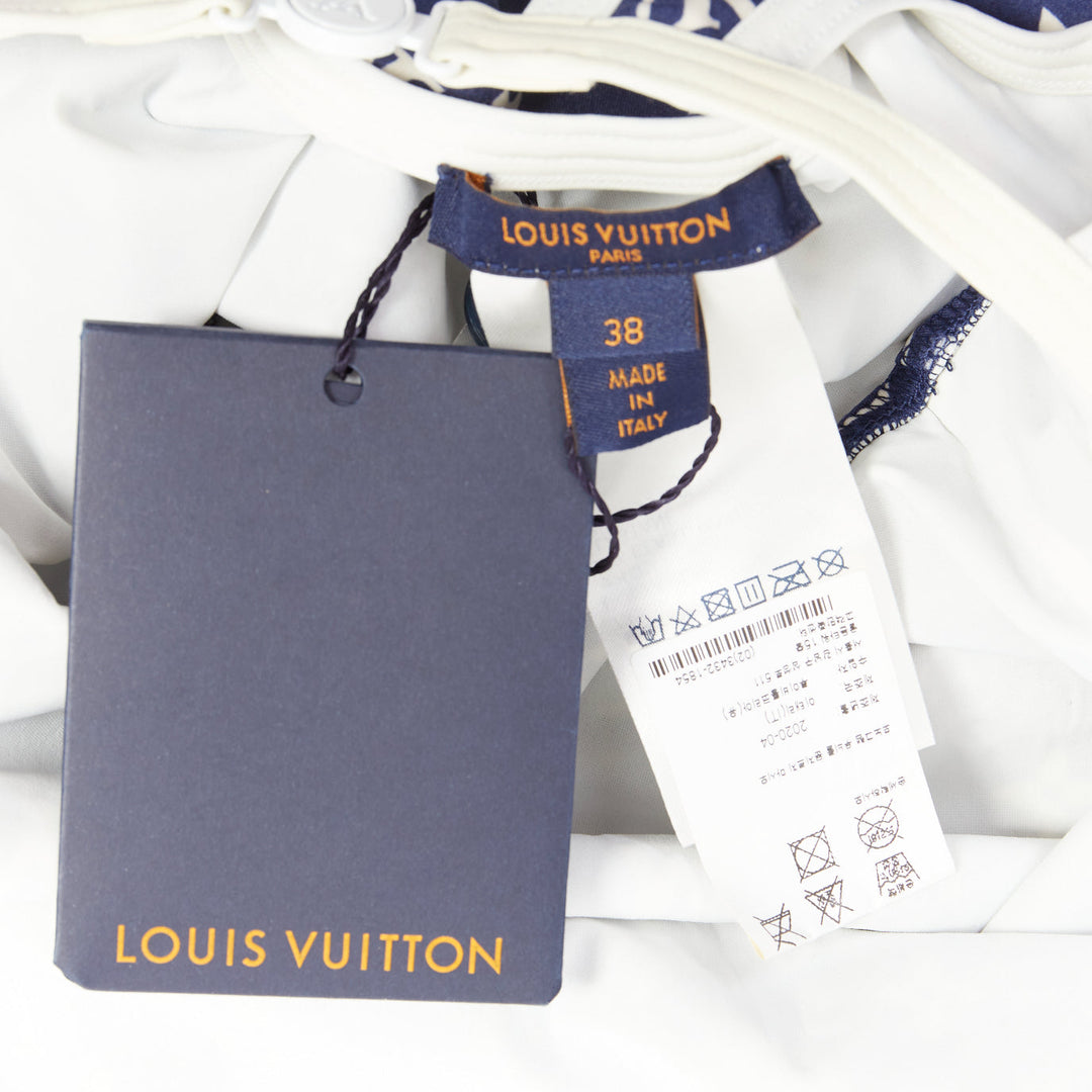 LOUIS VUITTON 2020 Escale blue white monogram one piece swimsuit FR38 M