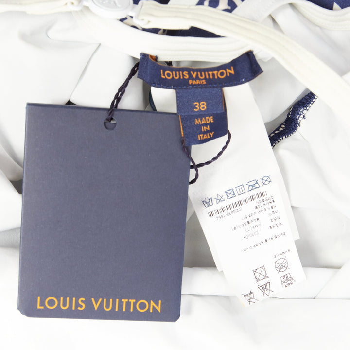 LOUIS VUITTON 2020 Escale blue white monogram one piece swimsuit FR38 M