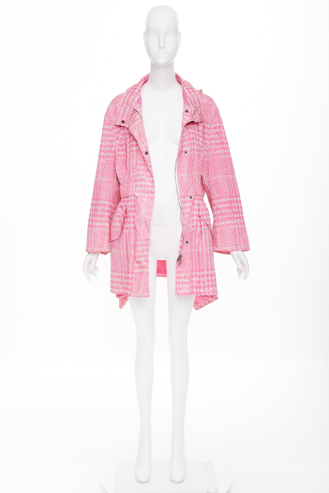 FENDI 2018 Pop Tartan drawstring pleated pink check windbreaker jacket IT46 XL