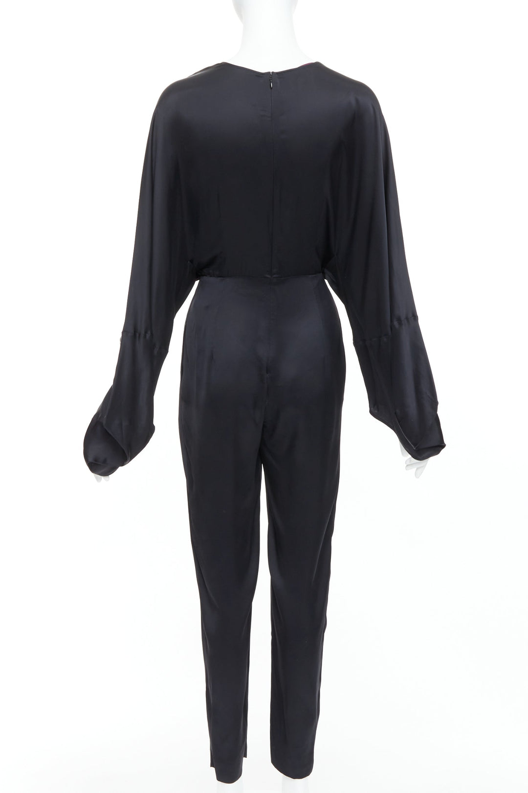 STELLA MCCARTNEY Morgan black gold pleated plunge jumpsuit IT34 XXS Alicia Keys