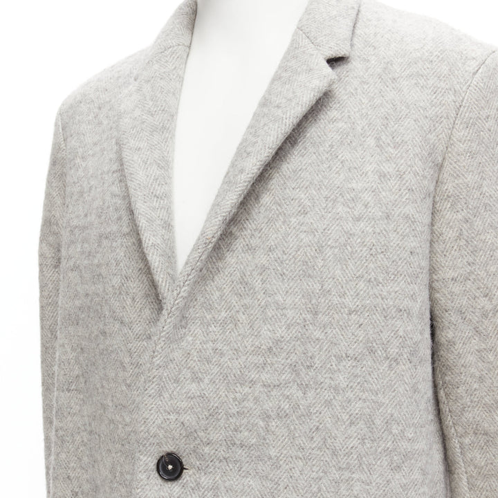 JIL SANDER grey virgin wool mohair alpaca blend minimalist coat IT48 M