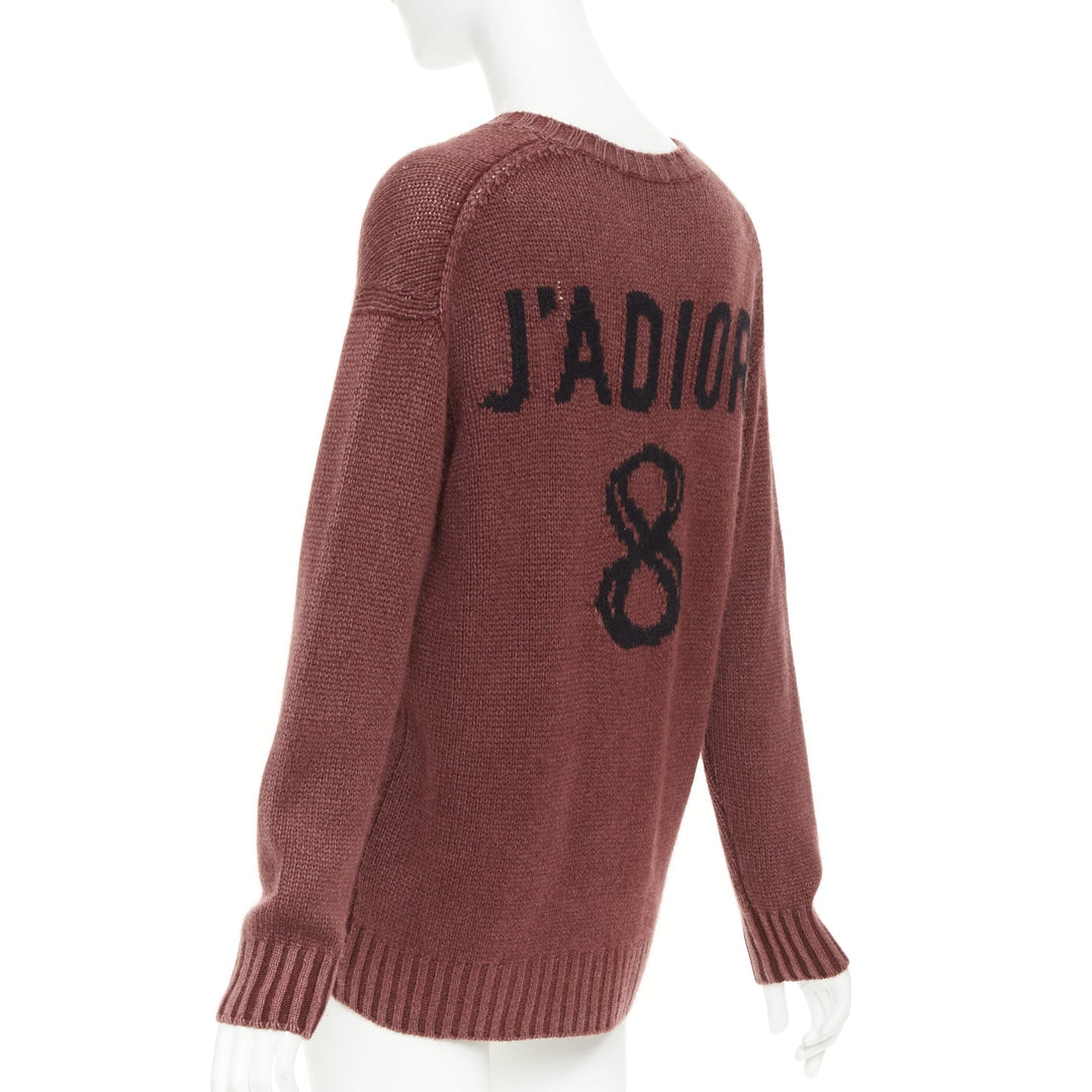 CHRISTIAN DIOR J'Adior 8 cashmere rust burgundy V-neck pullover sweater FR34 XS