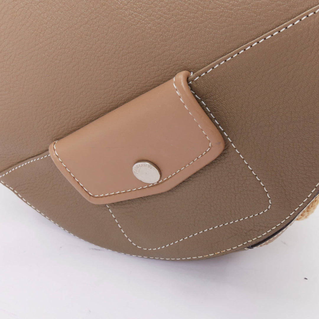 JW ANDERSON Bike taupe leather pocket braided half moon crossbody bag