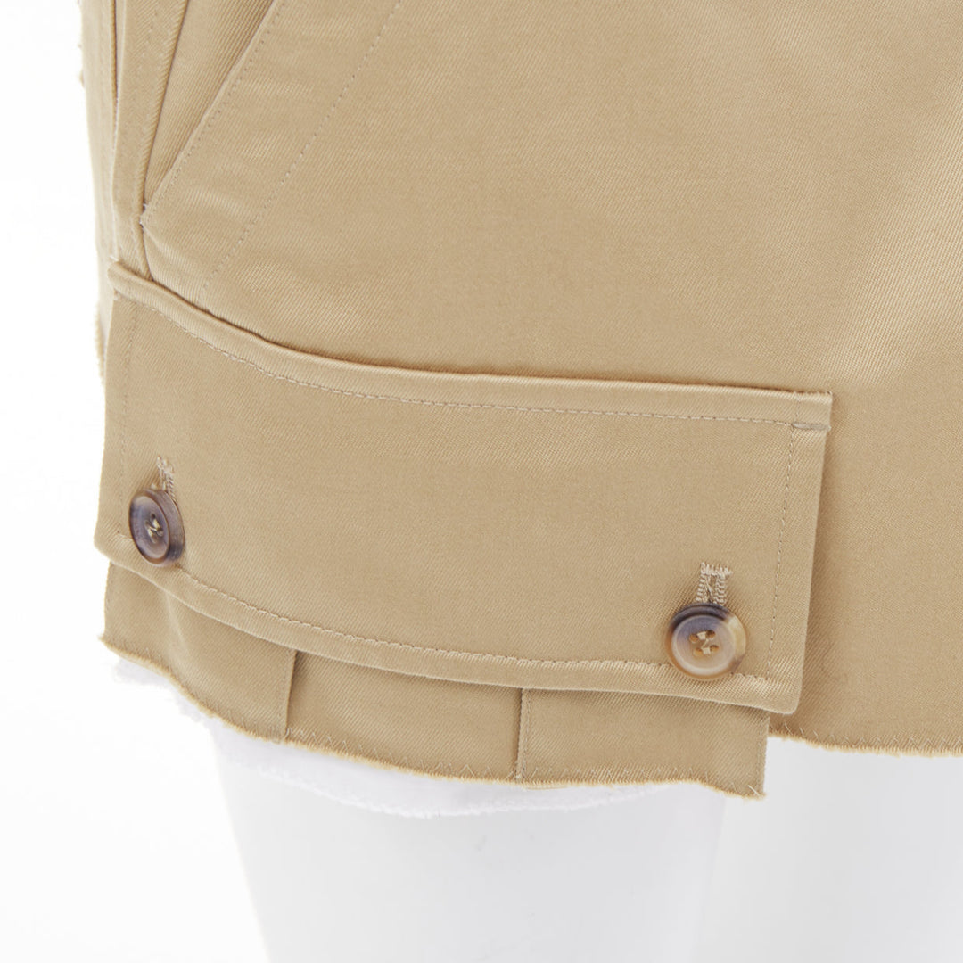 MIU MIU 2022 Runway chino low rise frayed micro mini skirt IT42 M Hailey Bieber