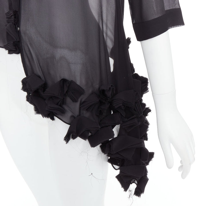 PEACHOO KREJBERG 10 CORSO COMO 100% silk black sheer blouse FR34 XS