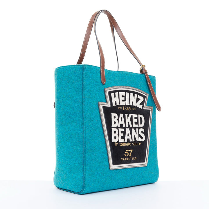 ANYA HINDMARCH Heinz Baked Beans teal recycled felt small open top tote bag