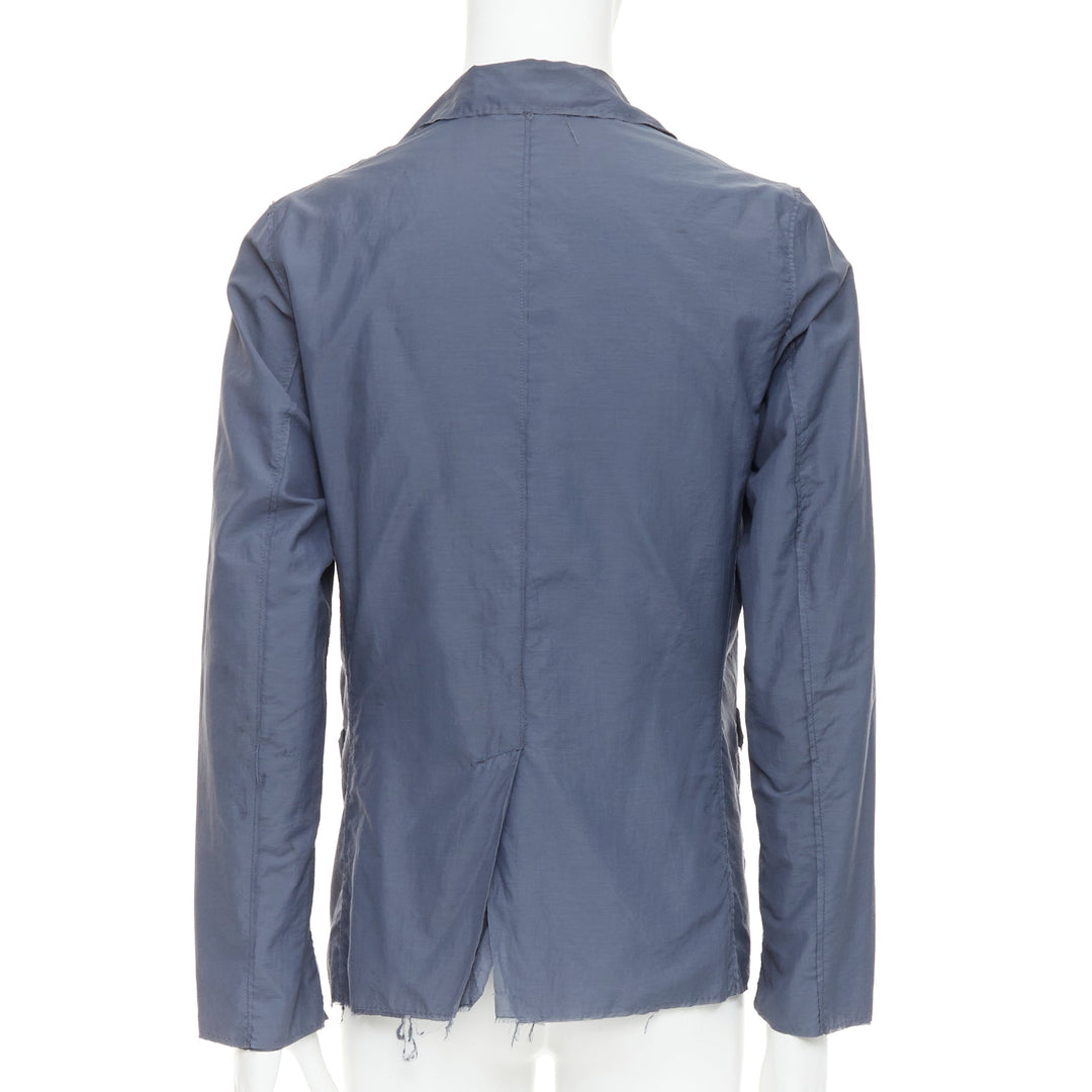 LANVIN navy light double layer fabric raw edge casual blazer jacket FR46 S