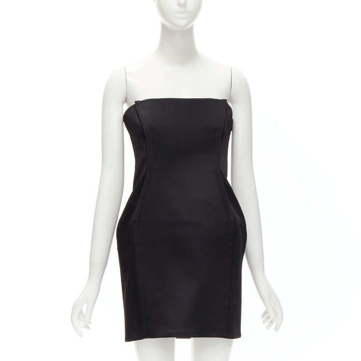 VERSACE 2020 black strapless corseted fitted mini party dress IT40 S