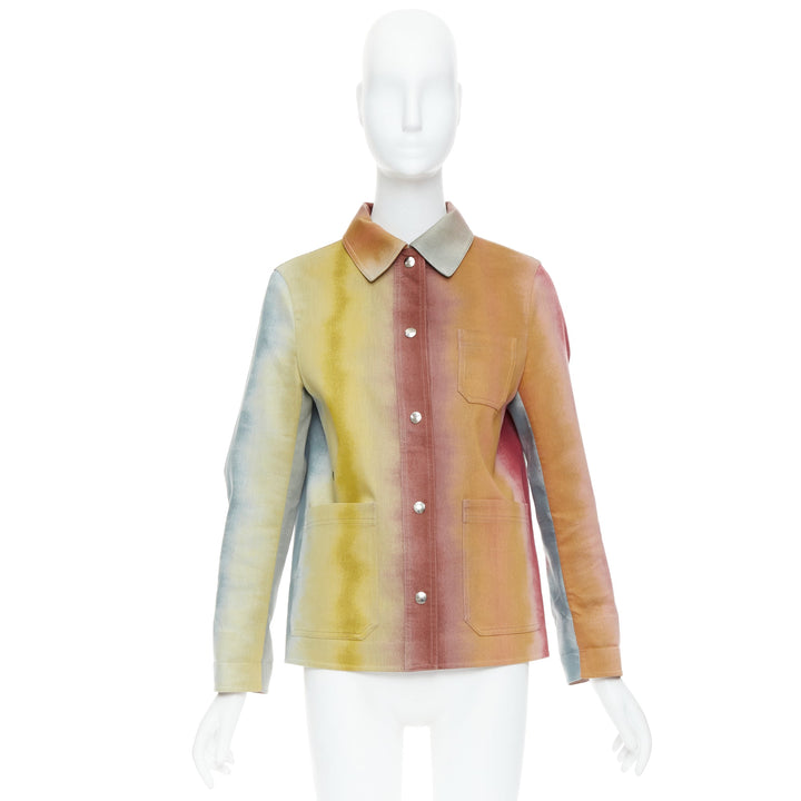 CHRISTIAN DIOR rainbow dye monogram lined trucker coat FR36 S