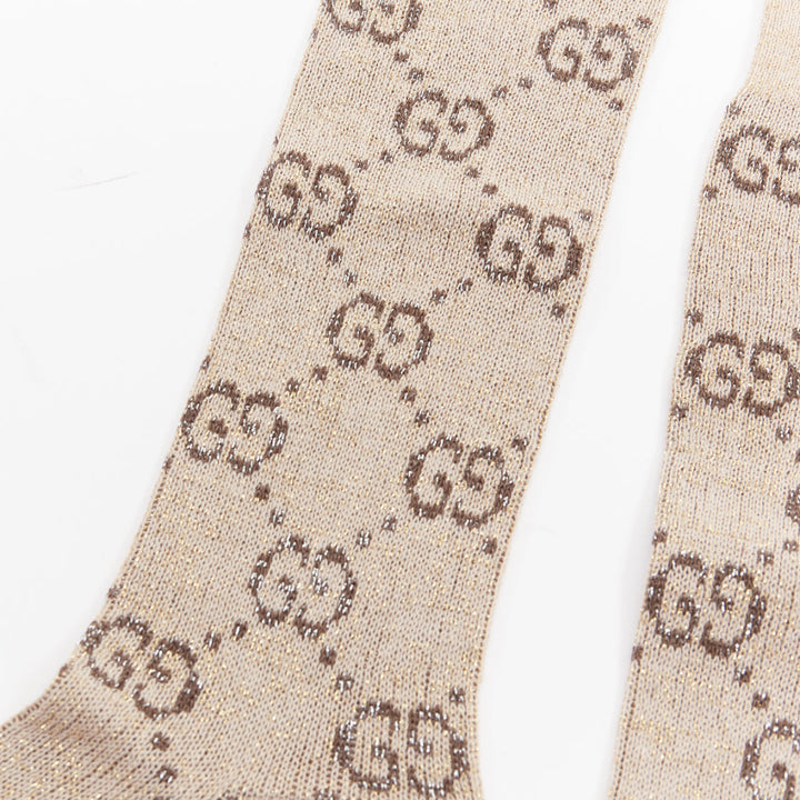 GUCCI Alessandro Michele beige lame GG monogram anklet