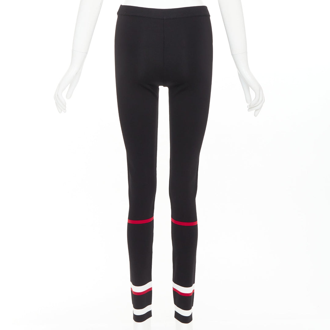 GIVENCHY black red white striped hem viscose knit legging pants XS