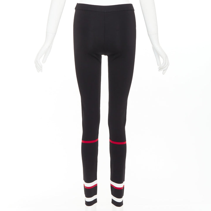 GIVENCHY black red white striped hem viscose knit legging pants XS