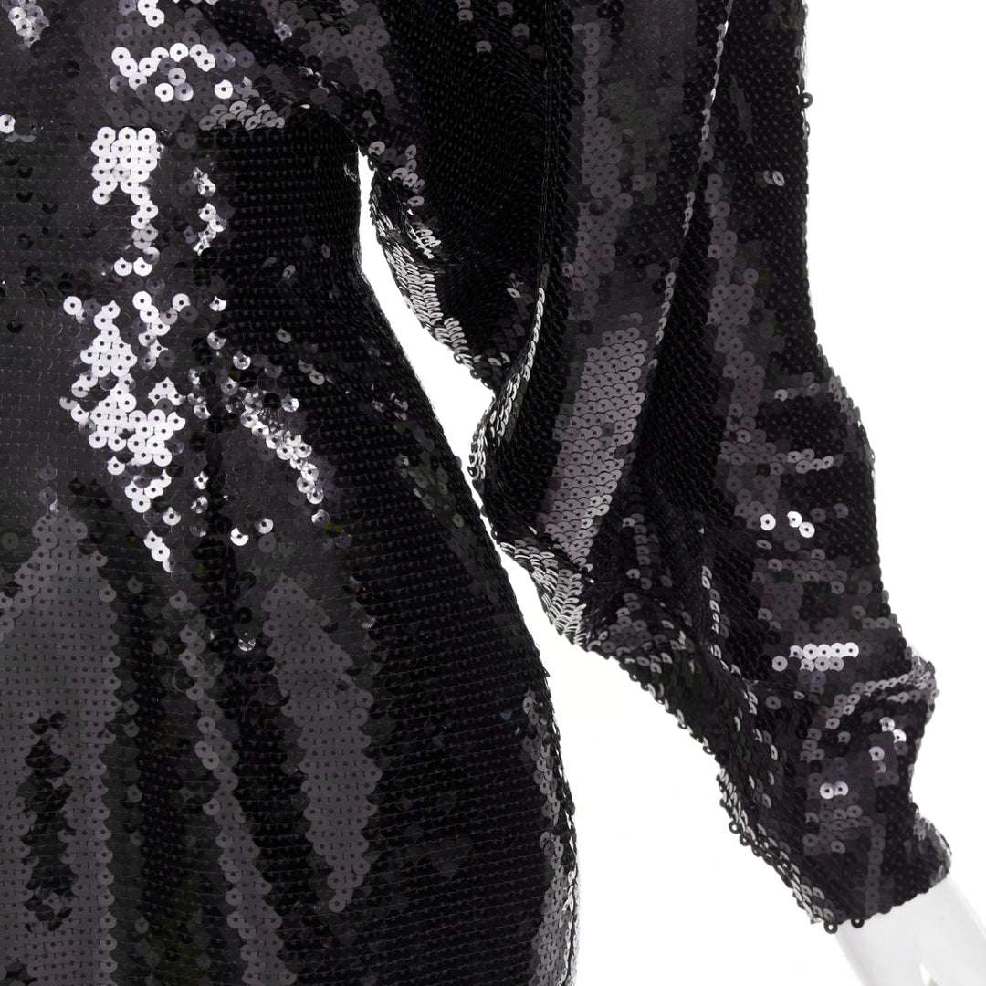 rare ALEXANDRE VAUTHIER COUTURE AW2022 Runway black sequin batwing gown dress