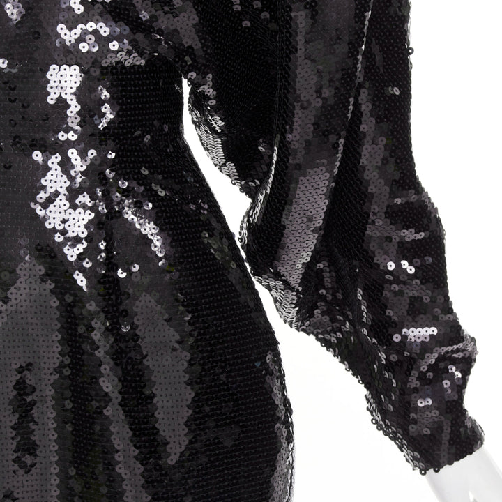 rare ALEXANDRE VAUTHIER COUTURE AW2022 Runway black sequin batwing gown dress