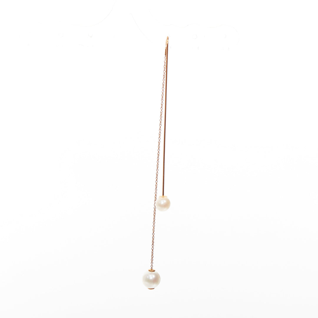 DELFINA DELETTREZ 18k yellow gold loop drop cultured pearl chain earring Single