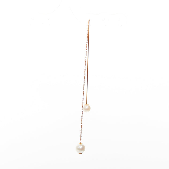 DELFINA DELETTREZ 18k yellow gold loop drop cultured pearl chain earring Single