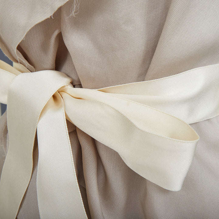 LANVIN 2008 light grey ruffle silk sleeveless bow belted mini dress FR34 XS
