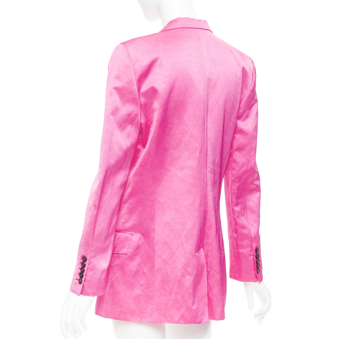 TOM FORD orchid pink satin handstitched lapel oversized blazer jacket IT36 XXS
