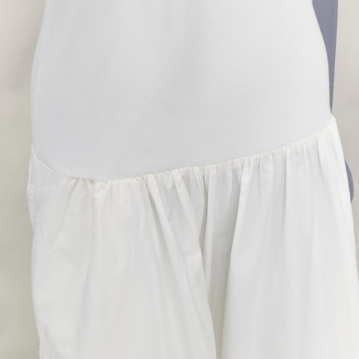 ST AGNI 2023 white strapless drop waist knit poplin maxi dress XL