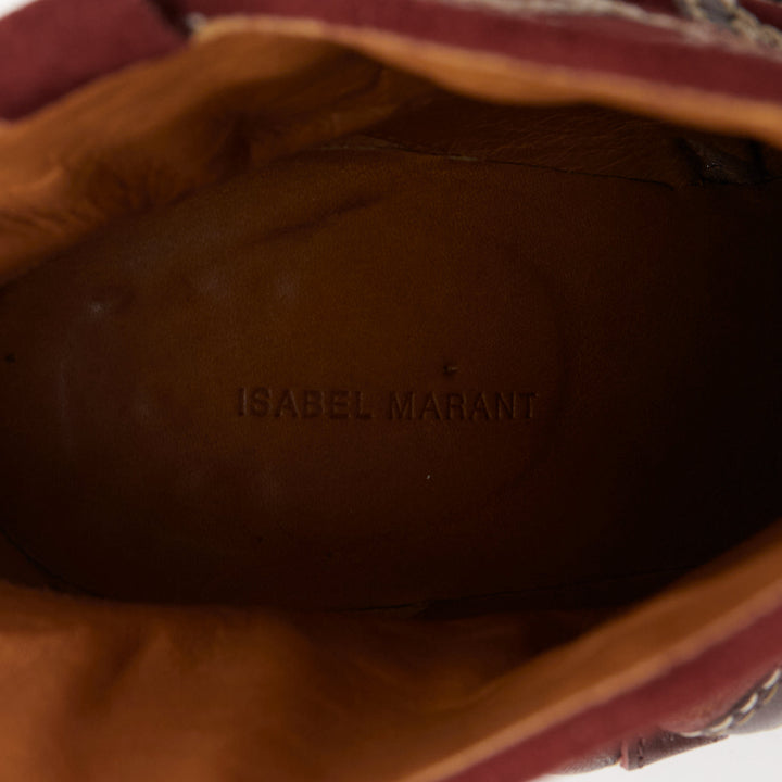 ISABEL MARANT Runway Blackson burgundy suede leather western cowboy boots EU36