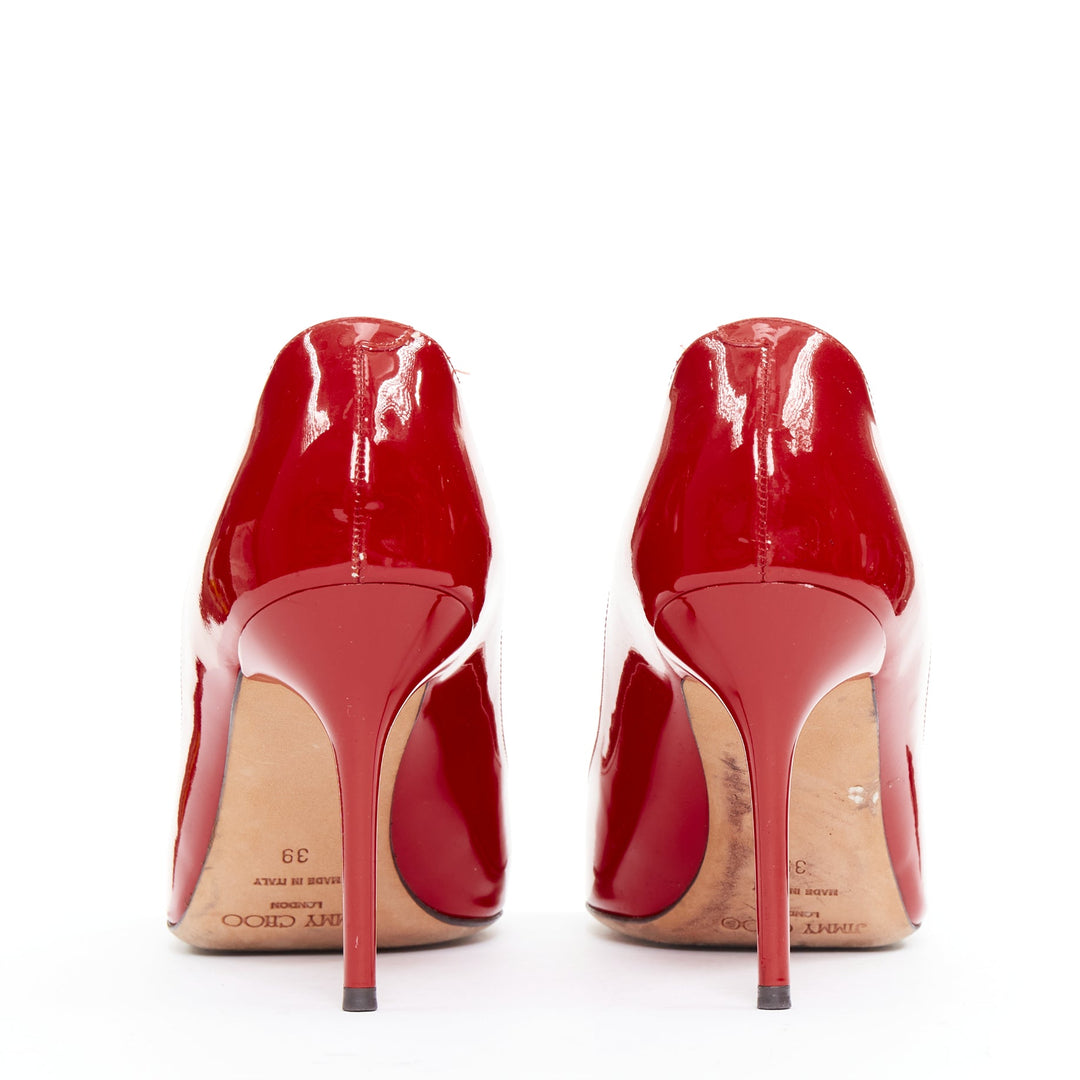 JIMMY CHOO red patent leather pointy toe stiletto heel pump EU39