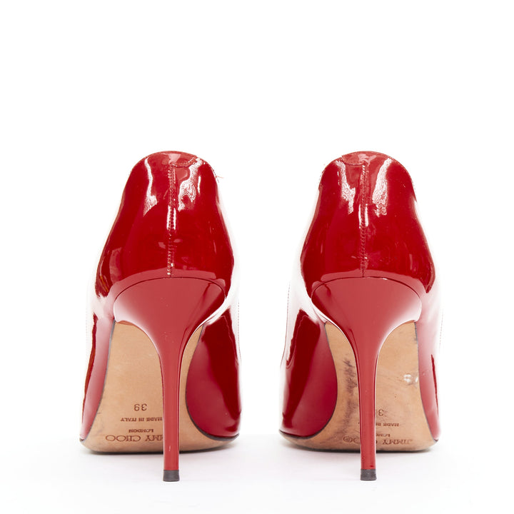 JIMMY CHOO red patent leather pointy toe stiletto heel pump EU39