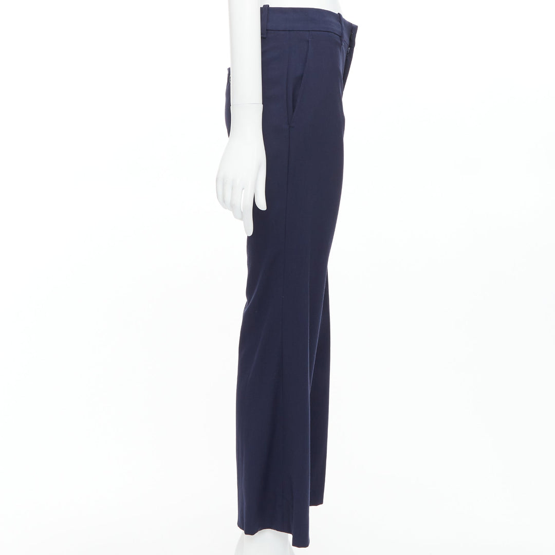 GUCCI Alessandro Michele 2017 navy bee embroidered flared pants IT38 XS