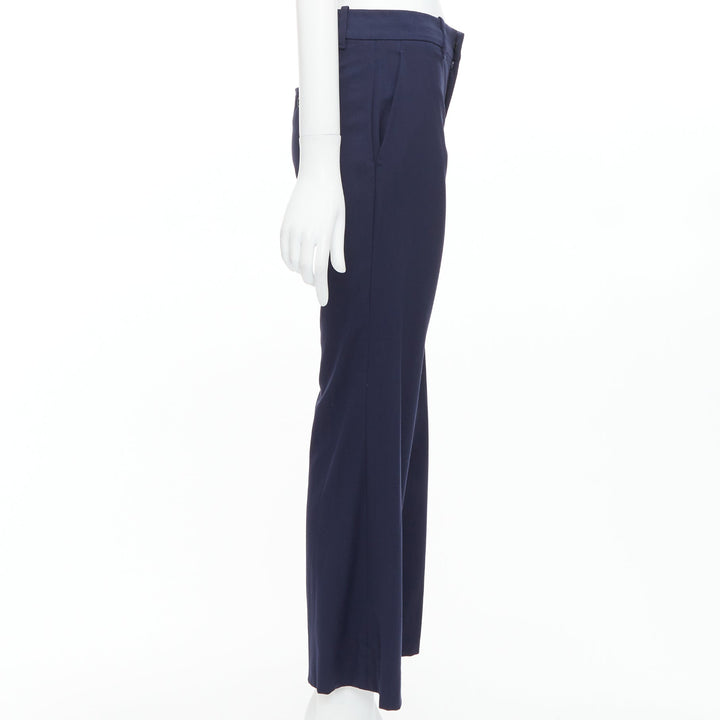 GUCCI Alessandro Michele 2017 navy bee embroidered flared pants IT38 XS