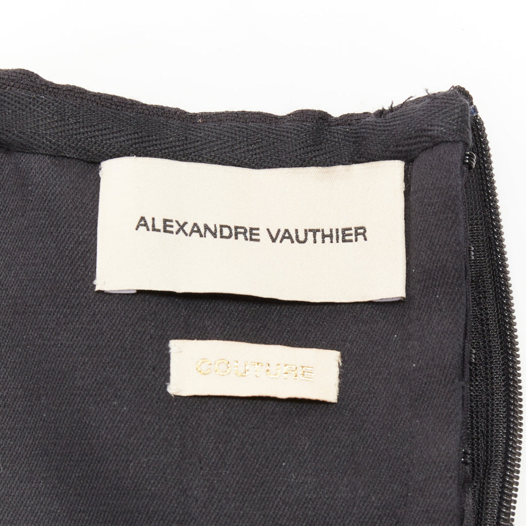 ALEXANDRE VAUTHIER COUTURE black crystal pave brooch strapless wide leg jumpsuit