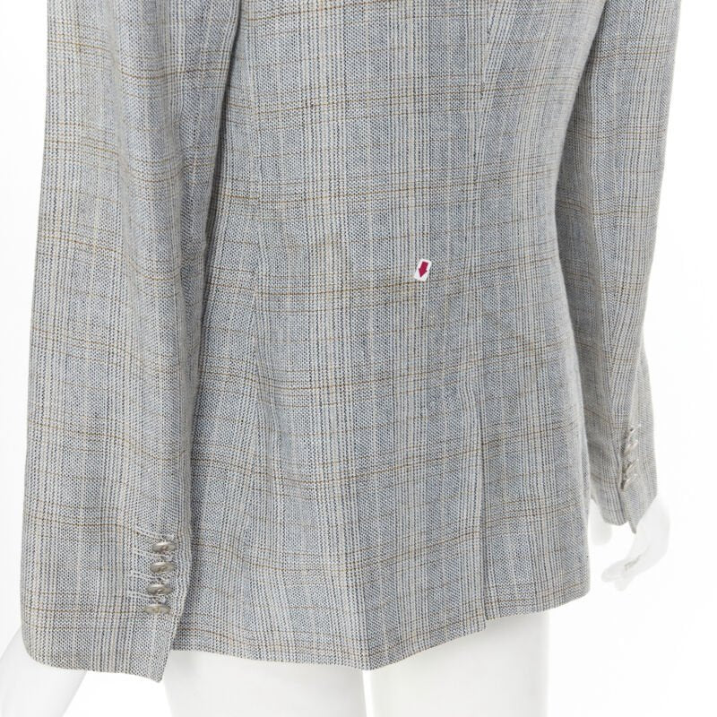 DOLCE GABBANA blue check wool tweed one button cutaway blazer pant suit IT42 M