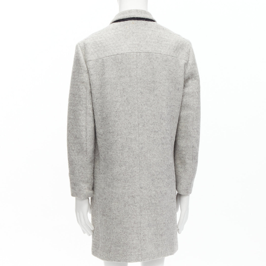 JIL SANDER grey virgin wool mohair alpaca blend minimalist coat IT48 M