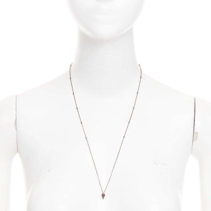 BOTTEGA VENETA Daniel Lee copper tone green crystal station pendant necklace