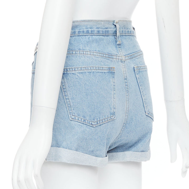 KIMHEKIM My Uniform blue cotton rolled cuff denim short shorts S