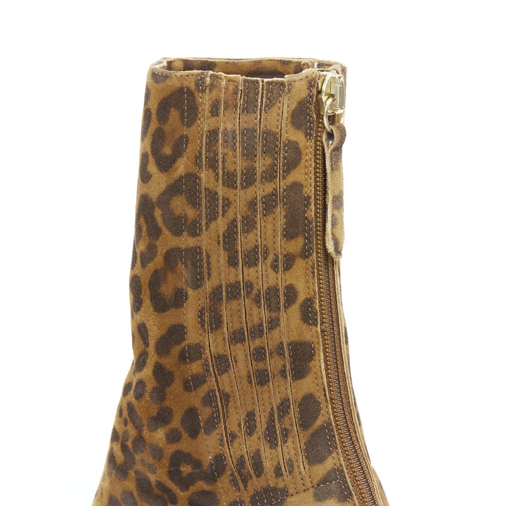 AQUAZZURA Montmartre brown leopard print suede pointy boots EU36