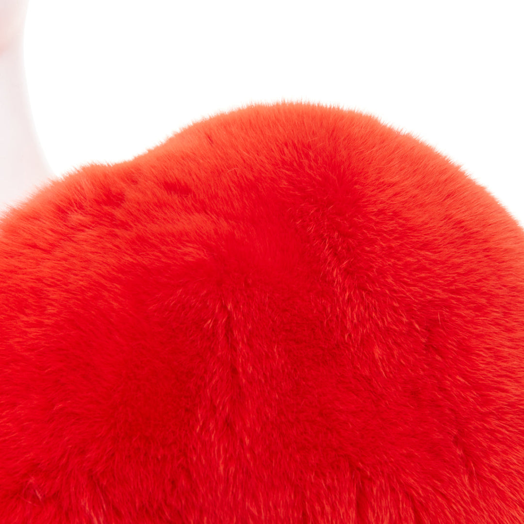 rare SAINT LAURENT 2016 Runway red fox fur heart shaped cape coat Rihanna