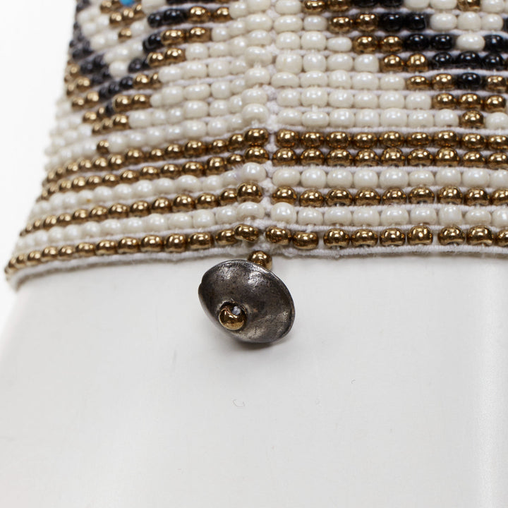 rare SAINT LAURENT Hedi Slimane Hippie Miyuki ethnic bead elastic cuff bracelet