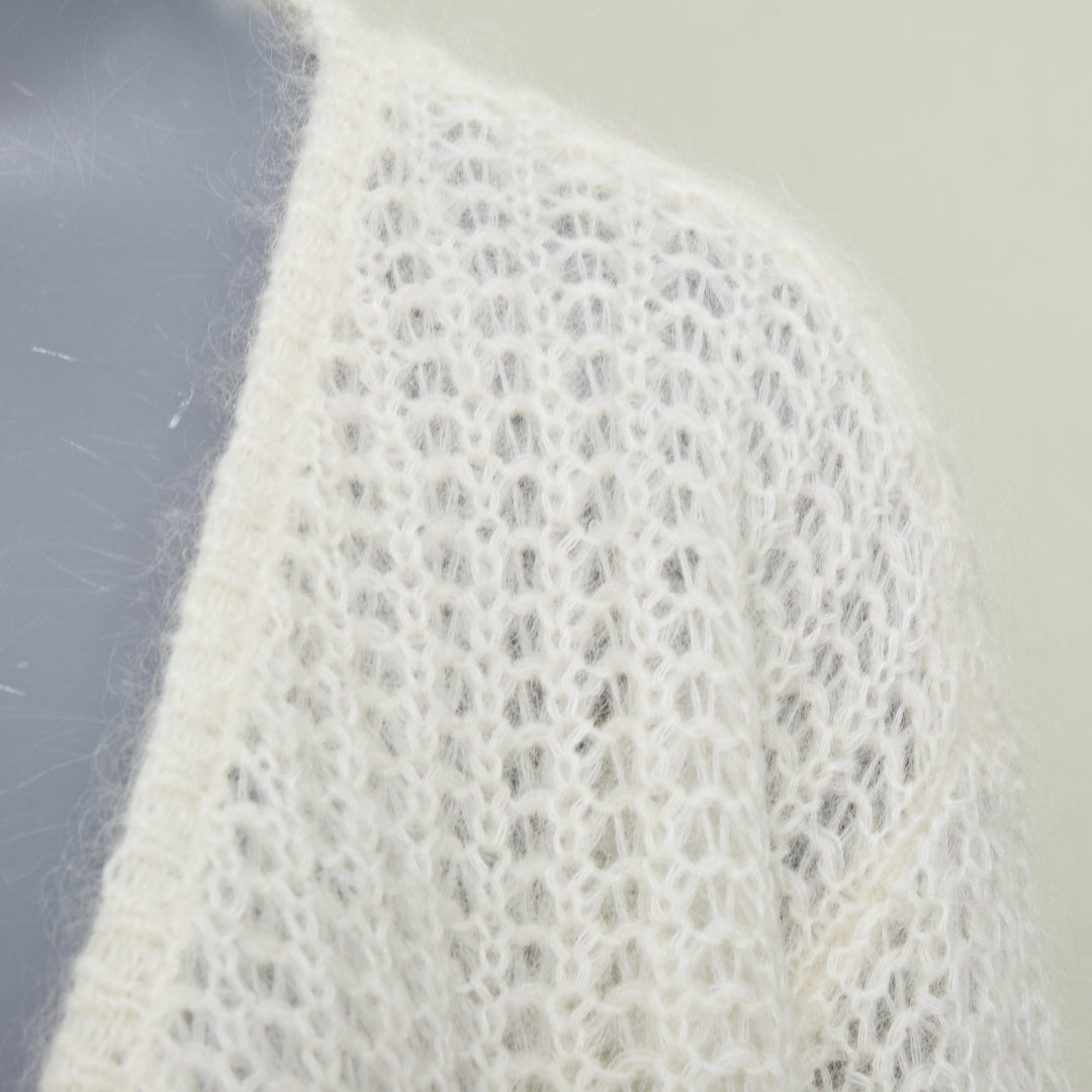 OTEME 2023 Puffed Cardigan off white loose mohair blend casual knitwear XXS