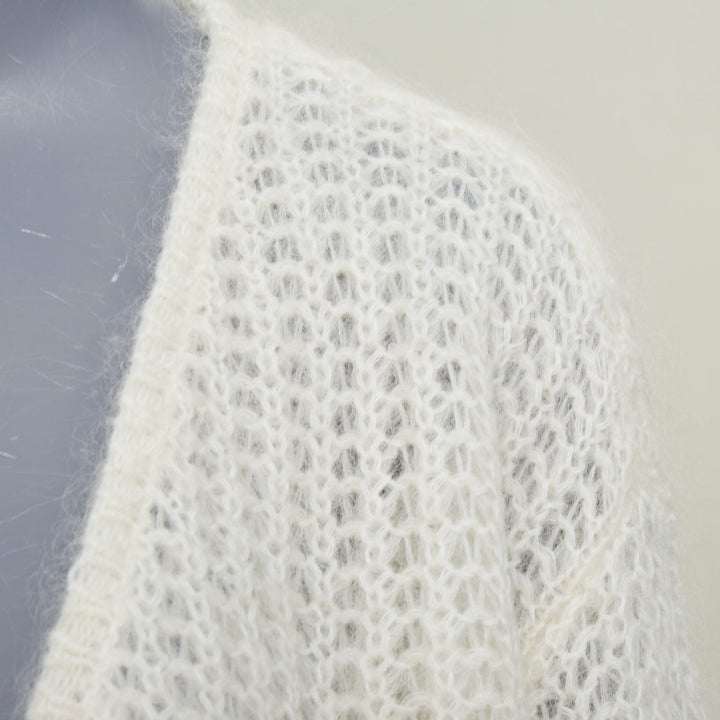 OTEME 2023 Puffed Cardigan off white loose mohair blend casual knitwear XXS