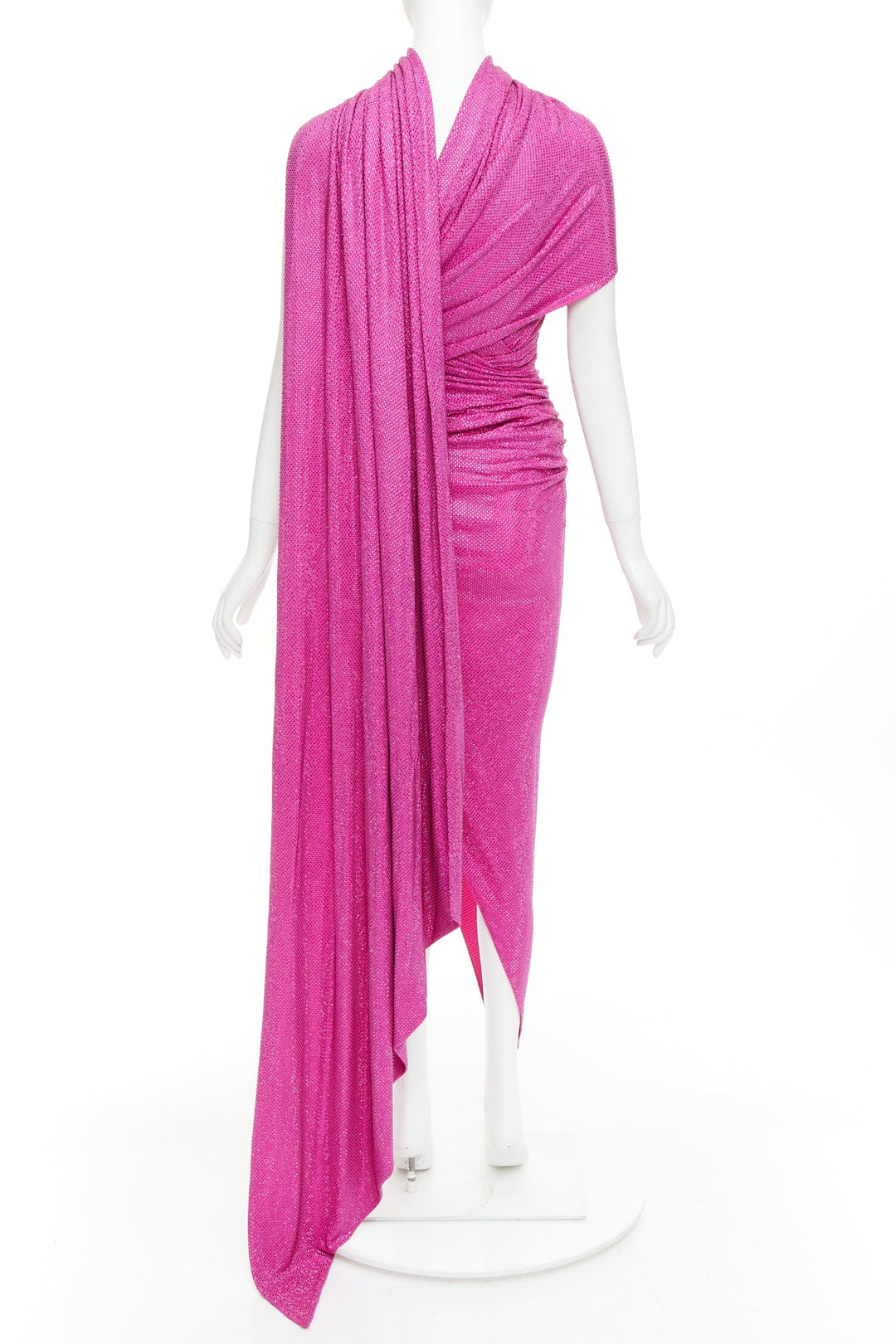 rare ALEXANDRE VAUTHIER COUTURE AW2019 Runway pink crystal sash drape gown