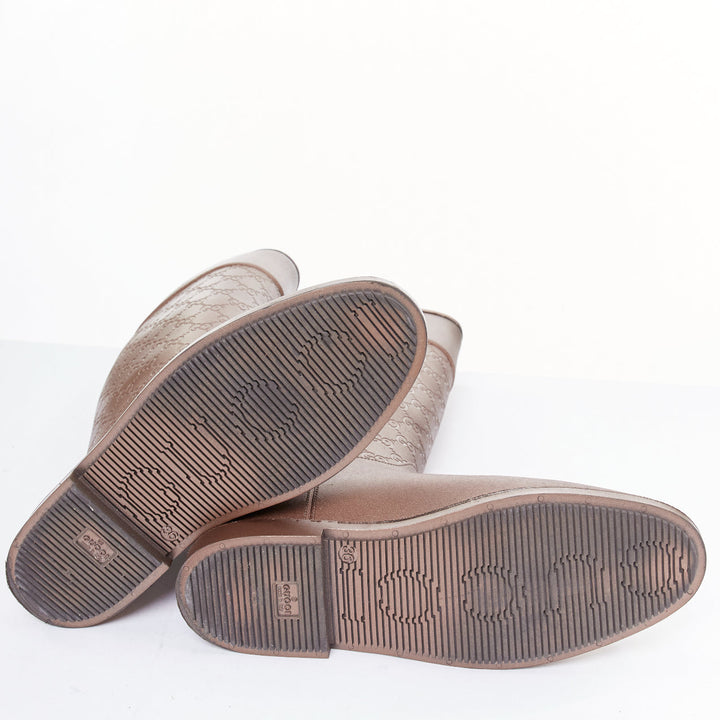 GUCCI bronze GG logo monogram rubber flat tall rainboots EU36